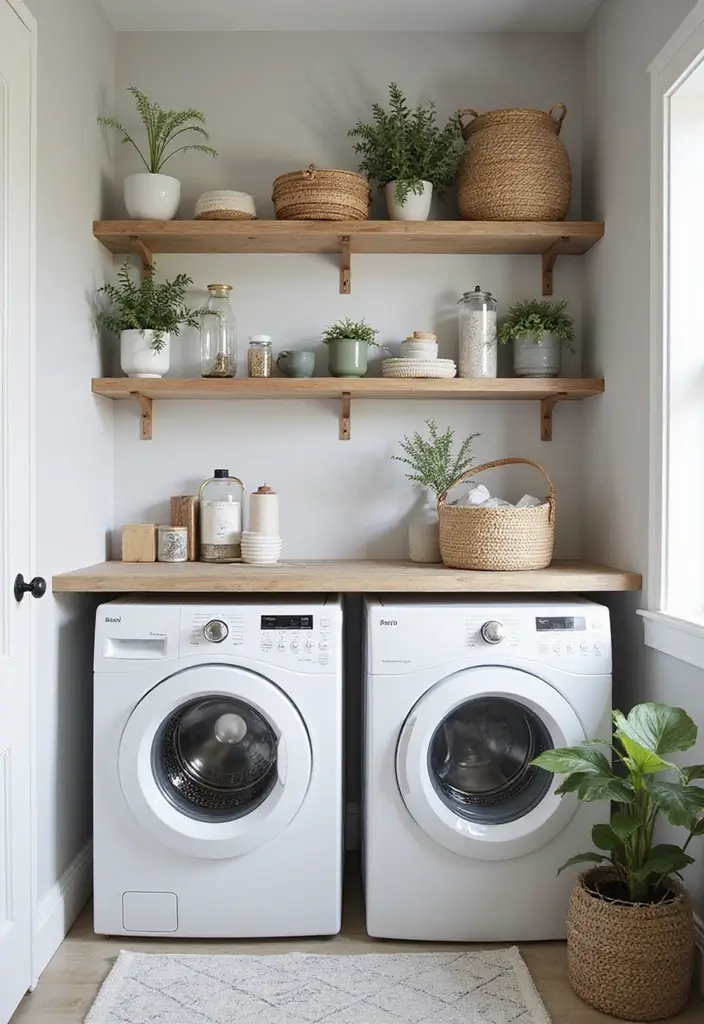 29 Scandinavian Laundry Room Designs for Simple Clean Living 28 29 Scandinavian Laundry Room Designs for Simple Clean Living - 28. Open Shelving for Display
