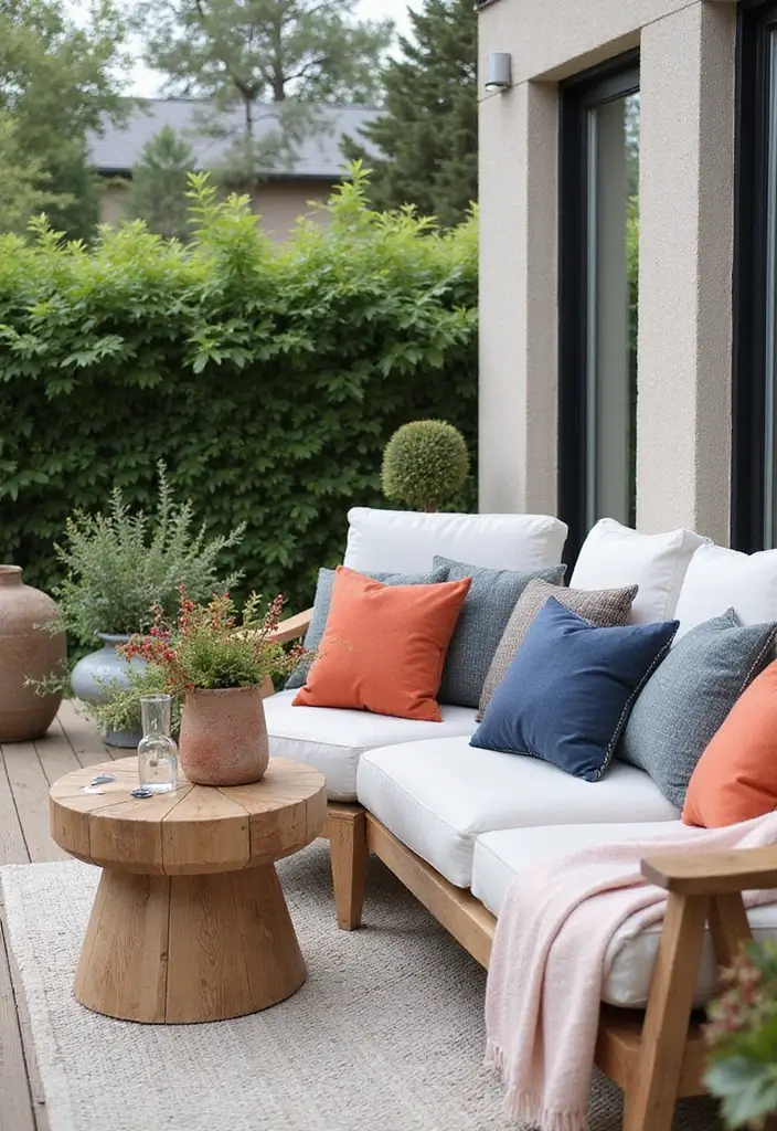 29 Scandinavian Patio Ideas for Outdoor Serenity 22 29 Scandinavian Patio Ideas for Outdoor Serenity - 22. Colorful Throw Pillows