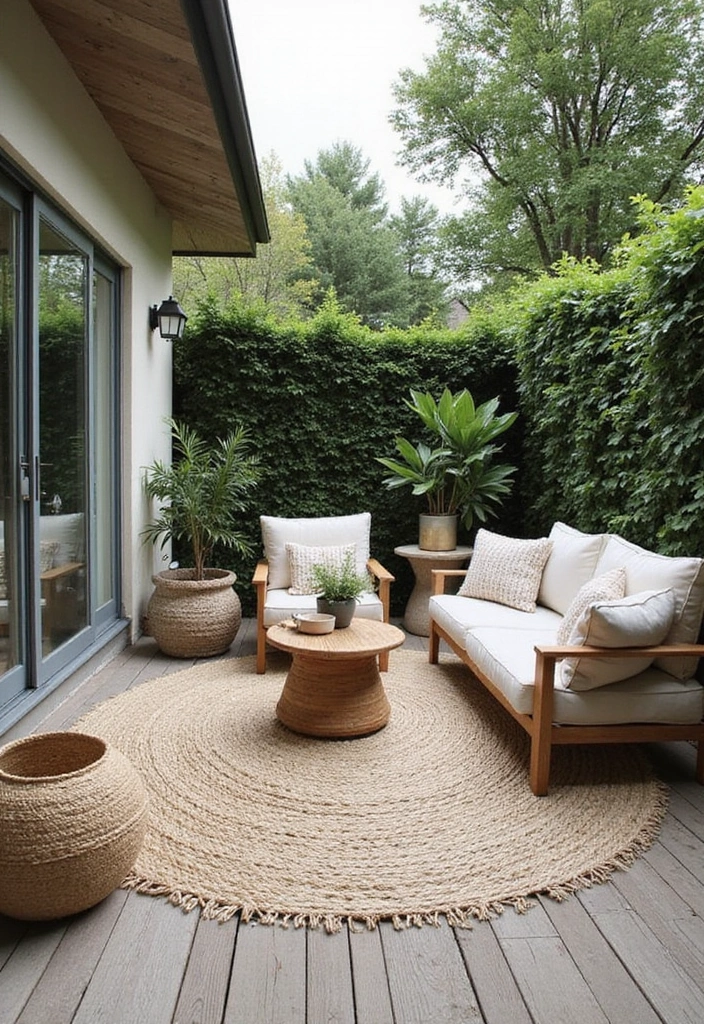29 Scandinavian Patio Ideas for Outdoor Serenity 7 29 Scandinavian Patio Ideas for Outdoor Serenity - 7. Textured Rugs