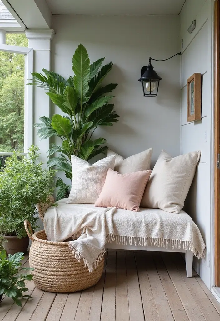 29 Scandinavian Porch Ideas That Blend Indoor and Outdoor Living 1 29 Scandinavian Porch Ideas That Blend Indoor and Outdoor Living - 1. Cozy Nook with Throw Pillows