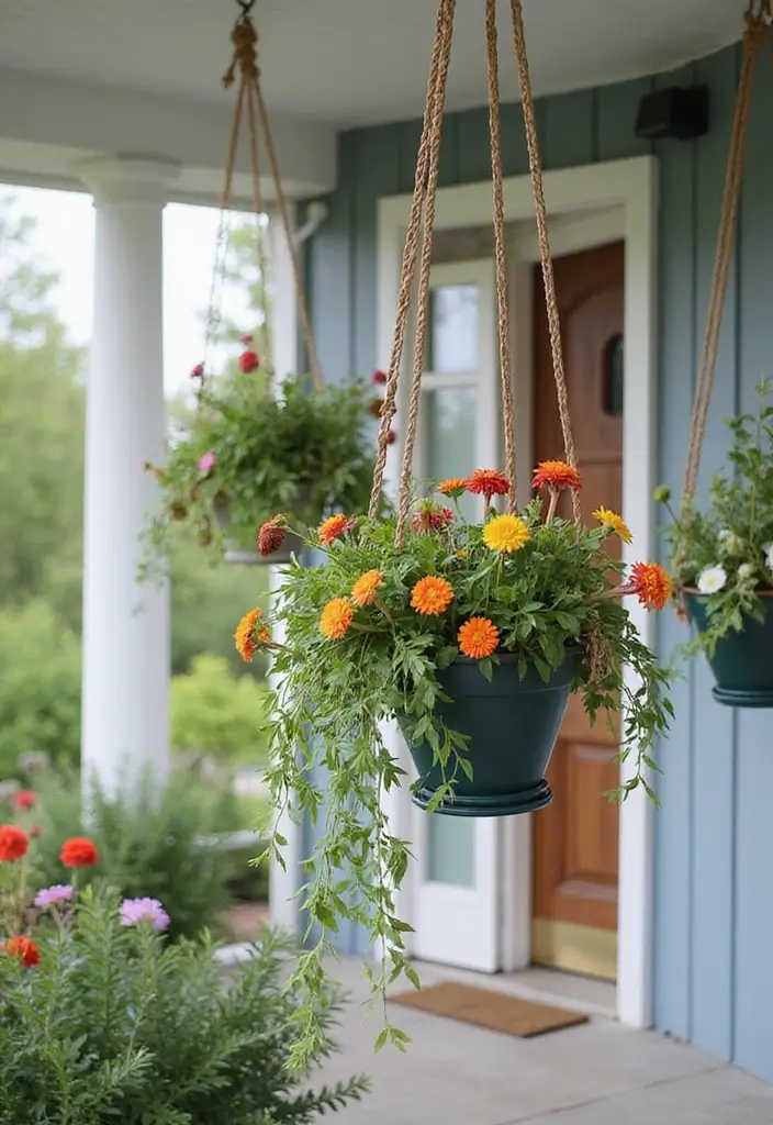 29 Scandinavian Porch Ideas That Blend Indoor and Outdoor Living 2 29 Scandinavian Porch Ideas That Blend Indoor and Outdoor Living - 2. Hanging Planters for Greenery