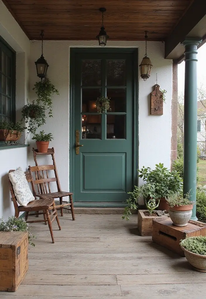29 Scandinavian Porch Ideas That Blend Indoor and Outdoor Living 24 29 Scandinavian Porch Ideas That Blend Indoor and Outdoor Living - 24. Rustic Charm with Vintage Finds