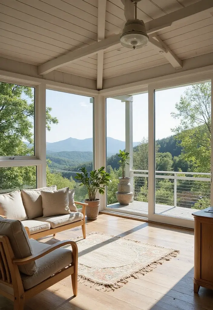 29 Scandinavian Porch Ideas That Blend Indoor and Outdoor Living 29 29 Scandinavian Porch Ideas That Blend Indoor and Outdoor Living - 29. Bright Sunlight and Views