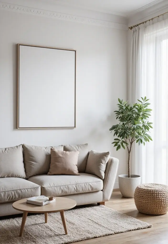 27 Scandinavian Living Room Designs That Feel Modern and Cozy 5 27 Scandinavian Living Room Designs That Feel Modern and Cozy - 5. Minimalist Artwork