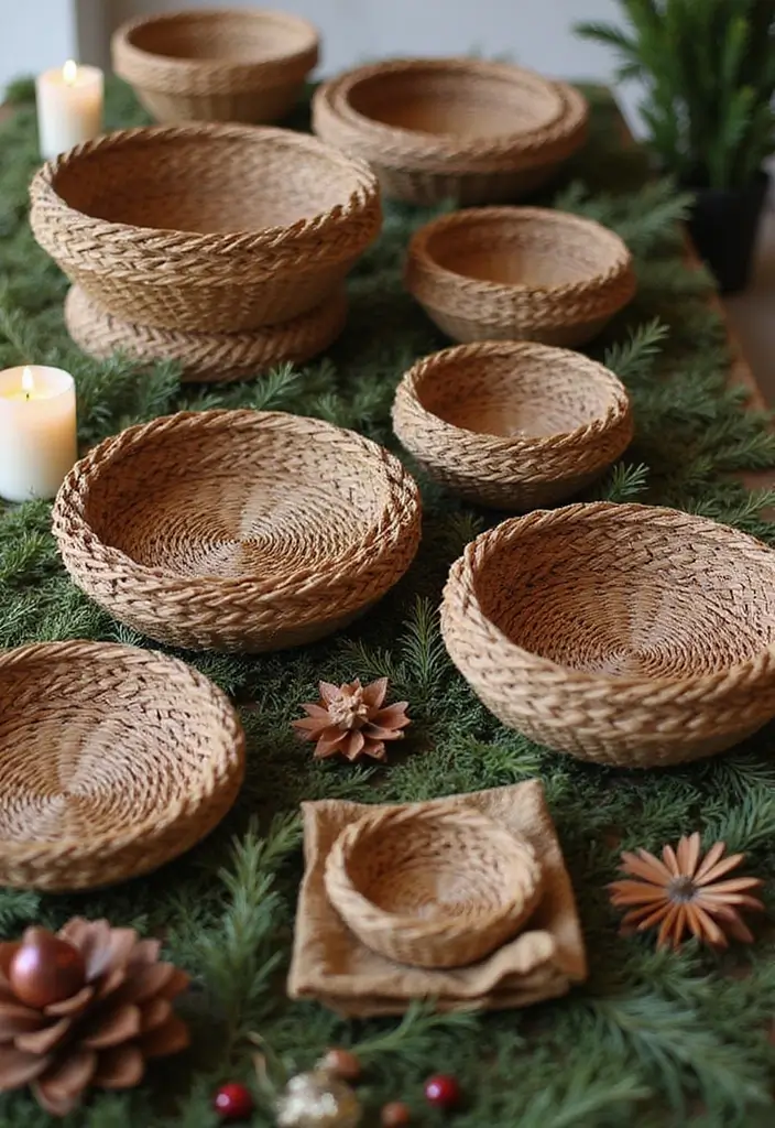 30+ DIY Scandinavian Christmas Decorations for Holiday Magic 20 30+ DIY Scandinavian Christmas Decorations for Holiday Magic - 20. Pine Needle Baskets