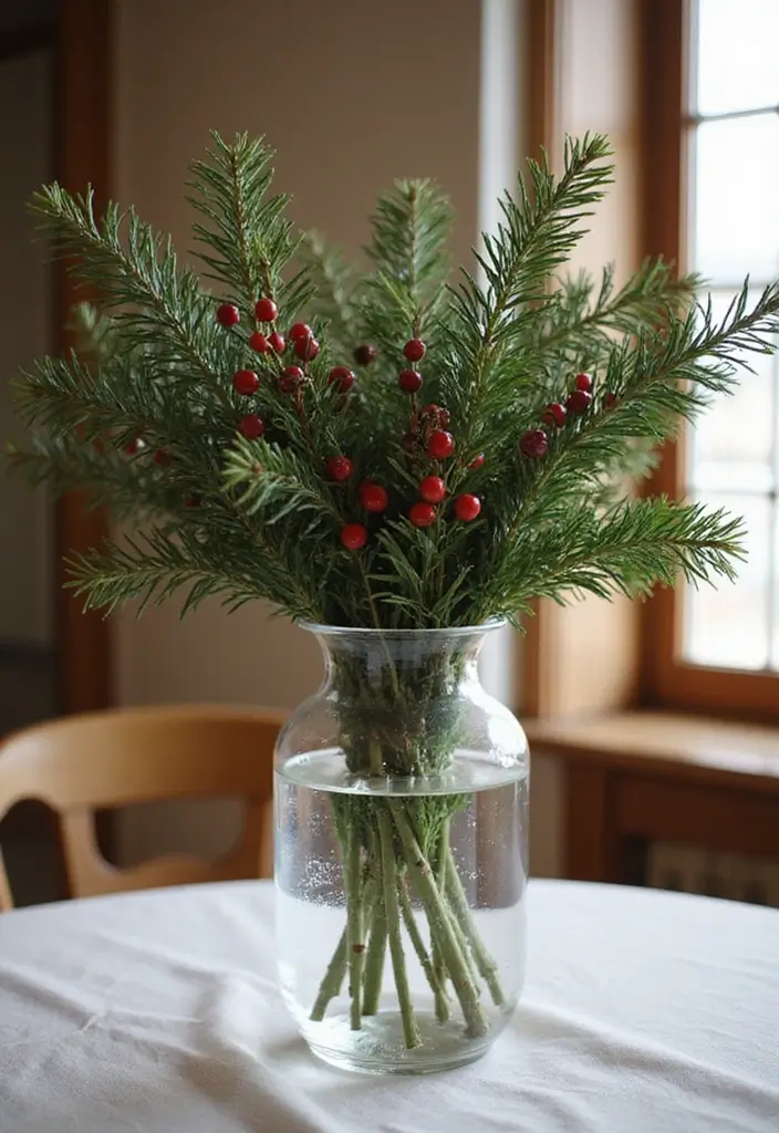 30+ DIY Scandinavian Christmas Decorations for Holiday Magic 28 30+ DIY Scandinavian Christmas Decorations for Holiday Magic - 28. Glass Vase Centerpiece