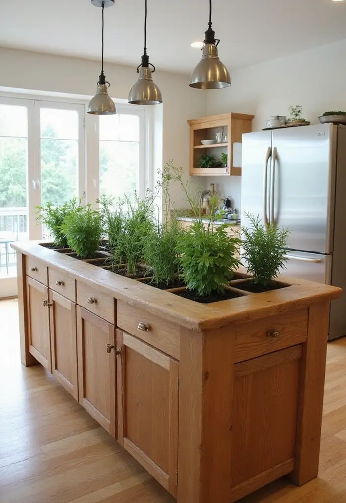 30+ Kitchen Island Scandinavian Designs You’ll Love 11 30+ Kitchen Island Scandinavian Designs You’ll Love - 16. Island with Built-In Planters