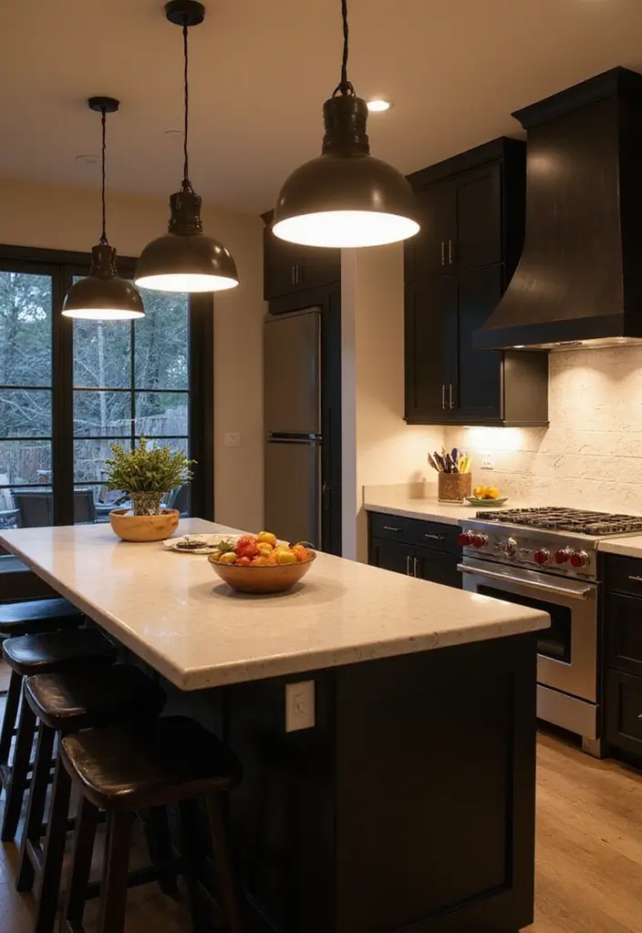 30+ Kitchen Island Scandinavian Designs You’ll Love 18 30+ Kitchen Island Scandinavian Designs You’ll Love - 23. Statement Lighting Above the Island