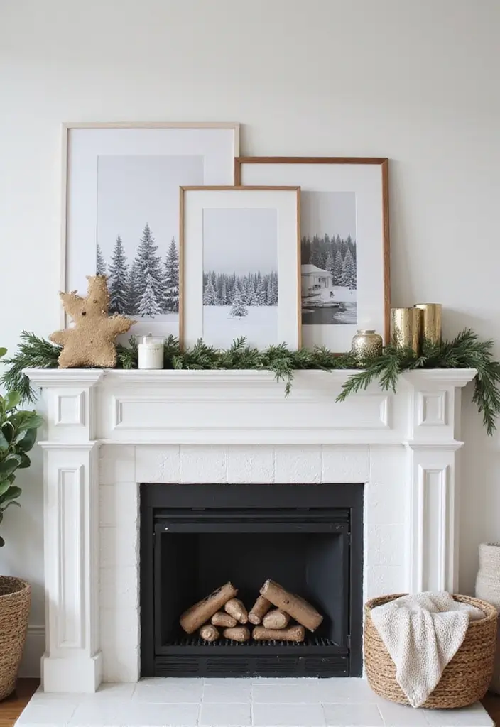 30+ Scandinavian Christmas Mantle Ideas That Feel Magical 10 30+ Scandinavian Christmas Mantle Ideas That Feel Magical - 10. Simple Art Pieces