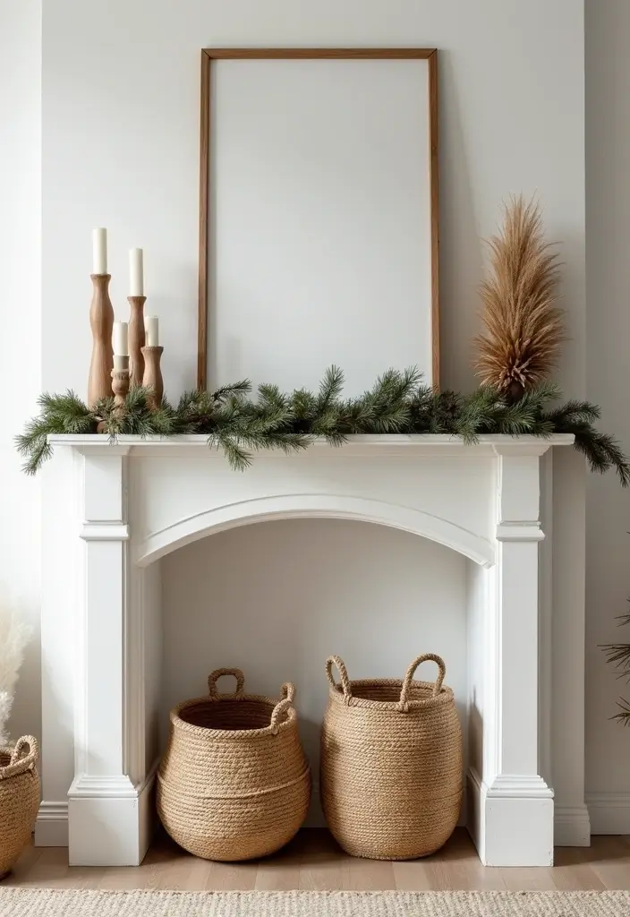 30+ Scandinavian Christmas Mantle Ideas That Feel Magical 13 30+ Scandinavian Christmas Mantle Ideas That Feel Magical - 13. Stylish Baskets
