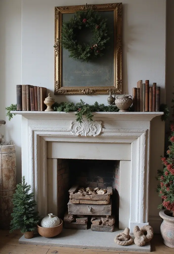 30+ Scandinavian Christmas Mantle Ideas That Feel Magical 14 30+ Scandinavian Christmas Mantle Ideas That Feel Magical - 14. Vintage Finds