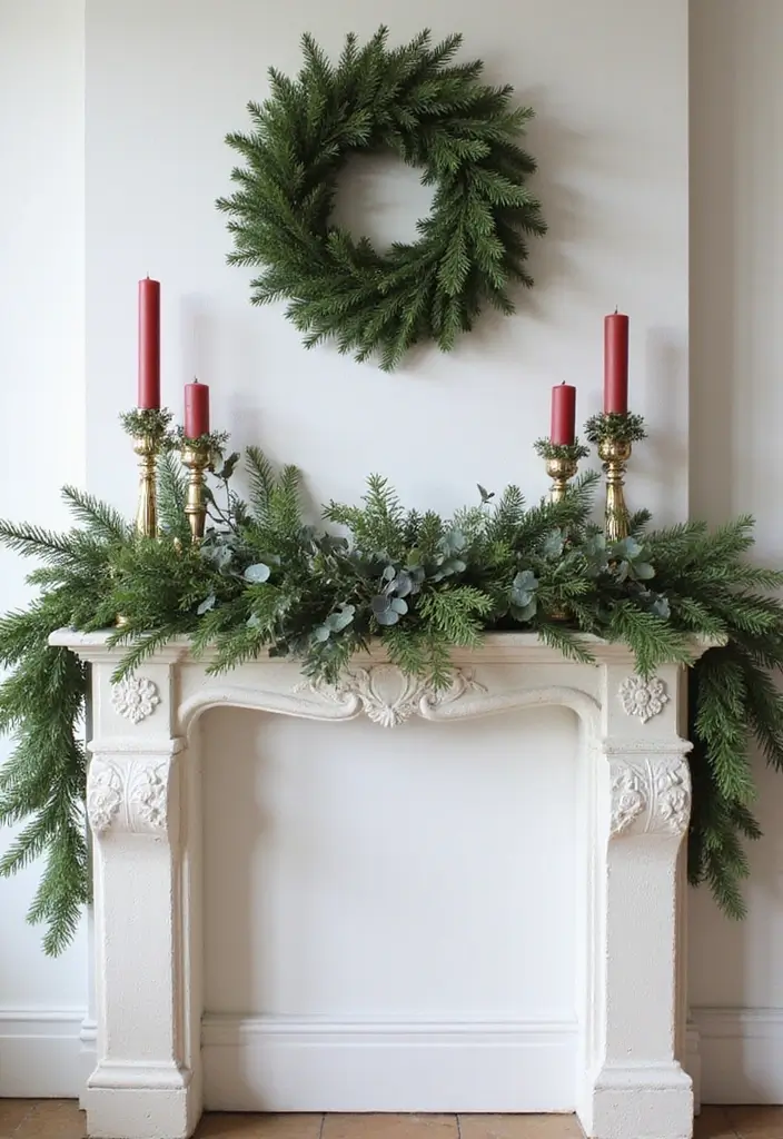30+ Scandinavian Christmas Mantle Ideas That Feel Magical 2 30+ Scandinavian Christmas Mantle Ideas That Feel Magical - 2. Natural Greenery