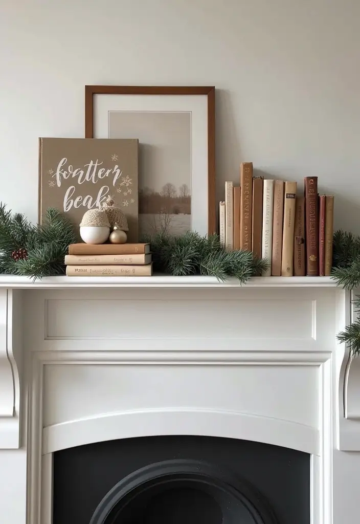 30+ Scandinavian Christmas Mantle Ideas That Feel Magical 23 30+ Scandinavian Christmas Mantle Ideas That Feel Magical - 23. Beautiful Book Displays