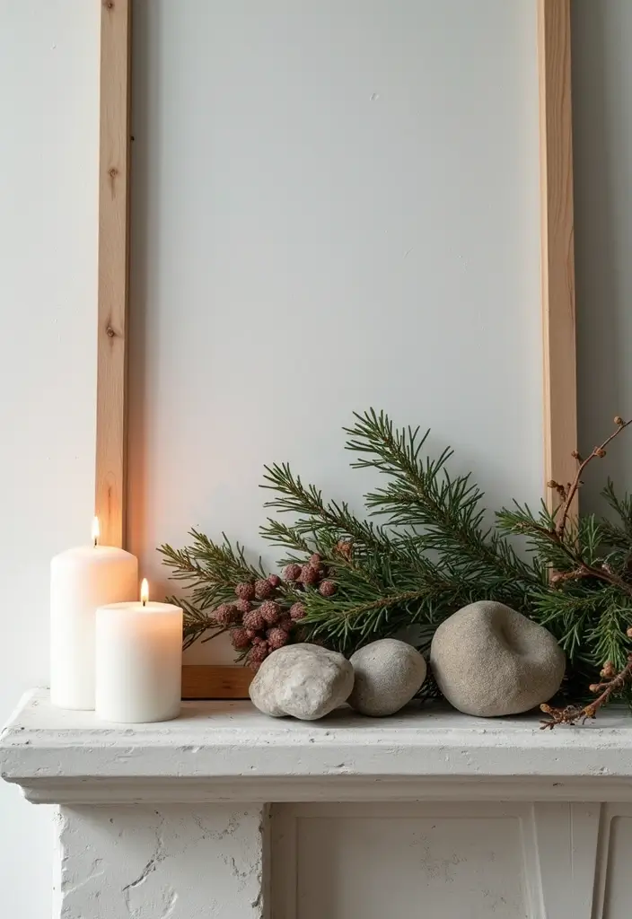 30+ Scandinavian Christmas Mantle Ideas That Feel Magical 25 30+ Scandinavian Christmas Mantle Ideas That Feel Magical - 25. Nature-Inspired Elements