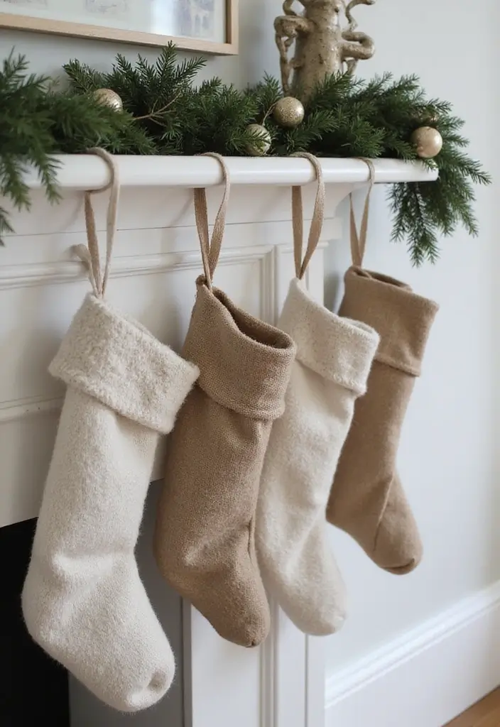 30+ Scandinavian Christmas Mantle Ideas That Feel Magical 5 30+ Scandinavian Christmas Mantle Ideas That Feel Magical - 5. Festive Stockings