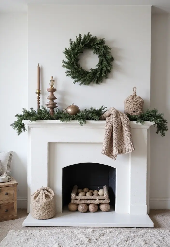 30+ Scandinavian Christmas Mantle Ideas That Feel Magical 6 30+ Scandinavian Christmas Mantle Ideas That Feel Magical - 6. Cozy Textiles