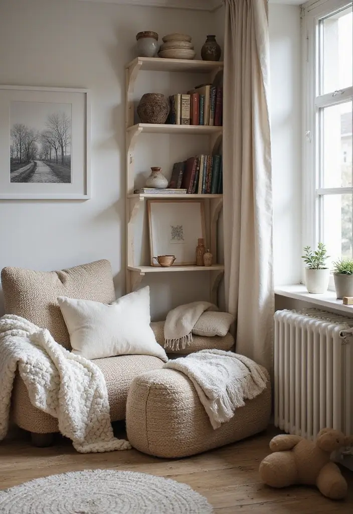 30+ Scandinavian Cottage Designs That Bring Nordic Charm 19 30+ Scandinavian Cottage Designs That Bring Nordic Charm - 19. Cozy Reading Nooks