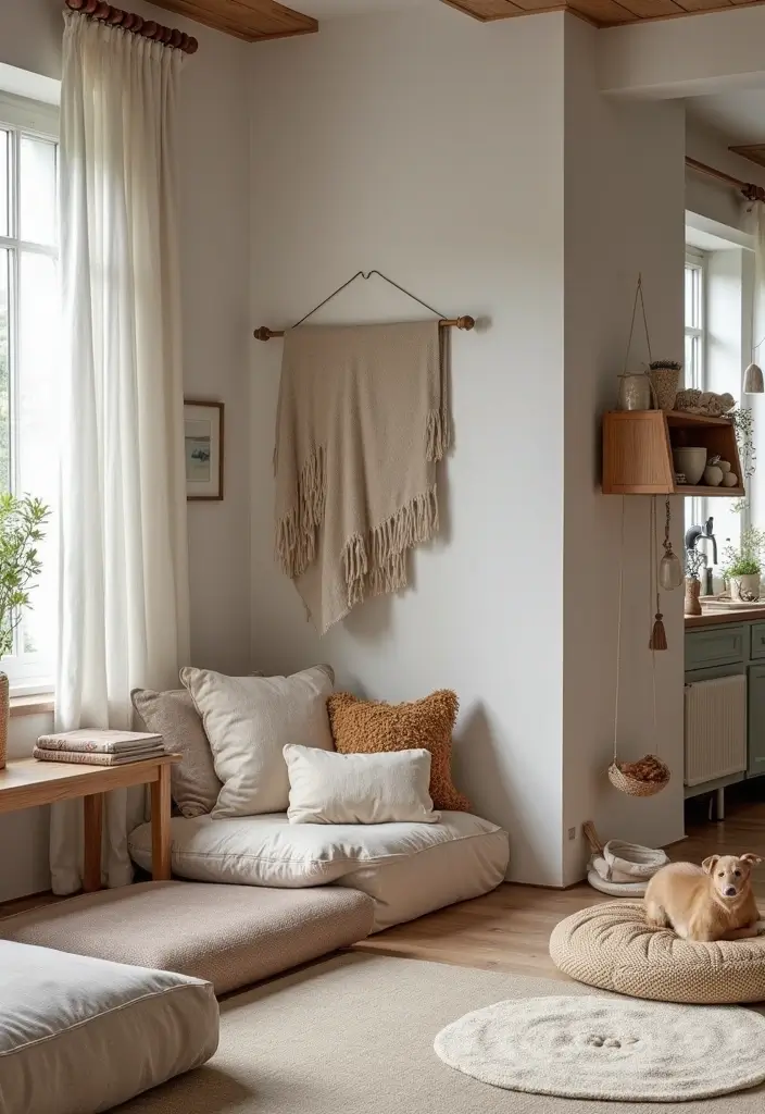 30+ Scandinavian Cottage Designs That Bring Nordic Charm 30 30+ Scandinavian Cottage Designs That Bring Nordic Charm - 30. Cozy Pet-Friendly Spaces