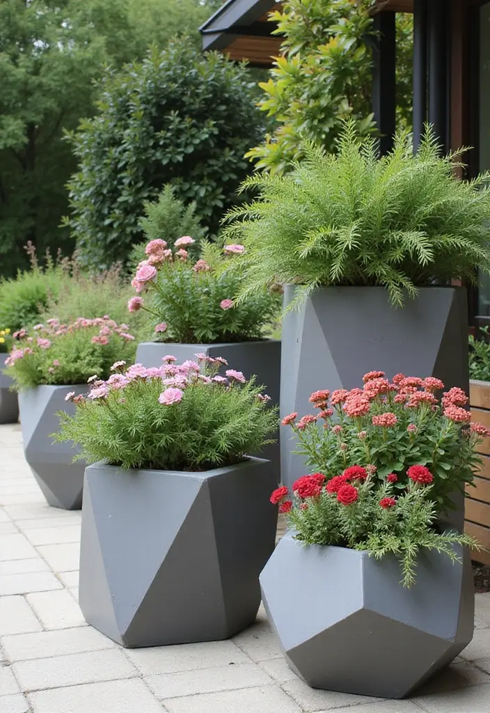 30+ Scandinavian Exterior Ideas for a Sleek Nordic Home 10 30+ Scandinavian Exterior Ideas for a Sleek Nordic Home - 10. Geometric Planters