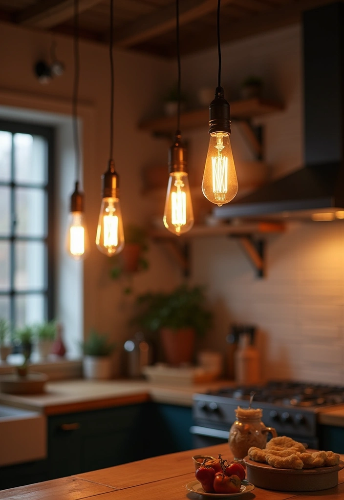 30+ Scandinavian Kitchen Lighting Ideas That Wow Guests 11 30+ Scandinavian Kitchen Lighting Ideas That Wow Guests - 11. Edison Bulbs