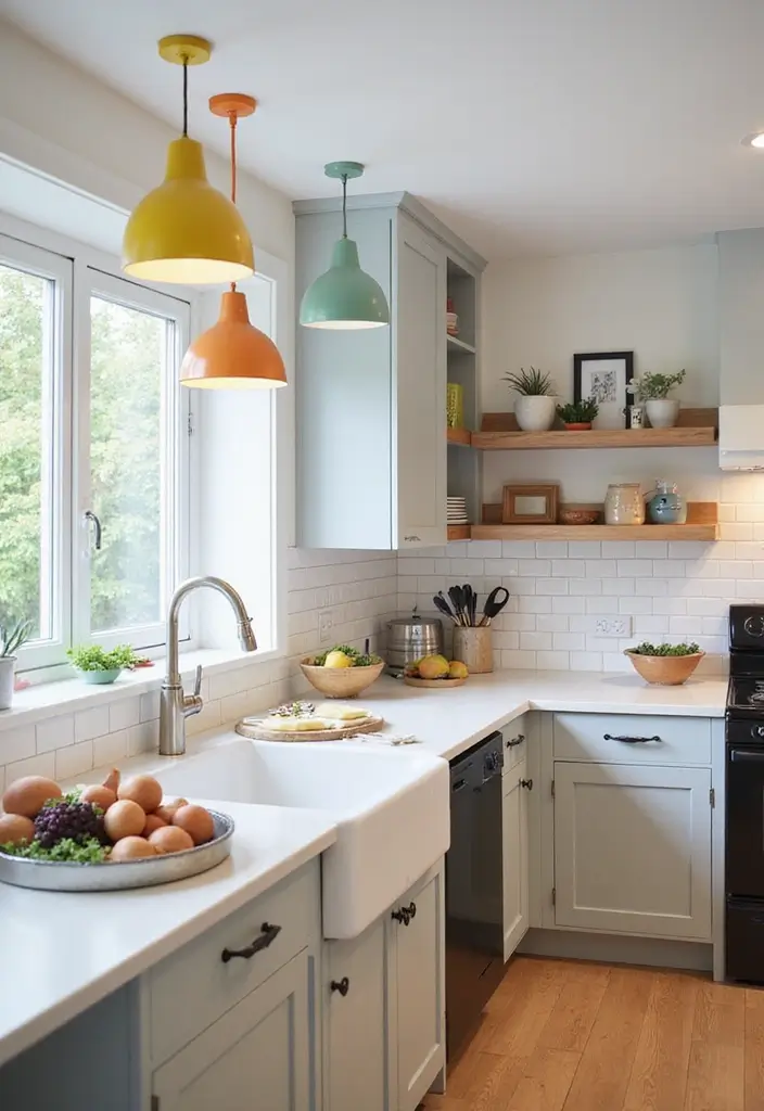 30+ Scandinavian Kitchen Lighting Ideas That Wow Guests 6 30+ Scandinavian Kitchen Lighting Ideas That Wow Guests - 6. Colorful Accent Lights