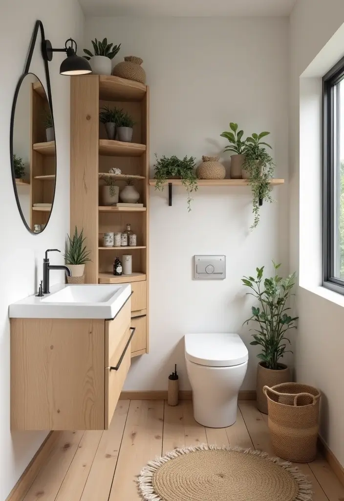 30+ Scandinavian Powder Room Ideas With Timeless Style 1 30+ Scandinavian Powder Room Ideas With Timeless Style - 1. Wood Accents for Warmth