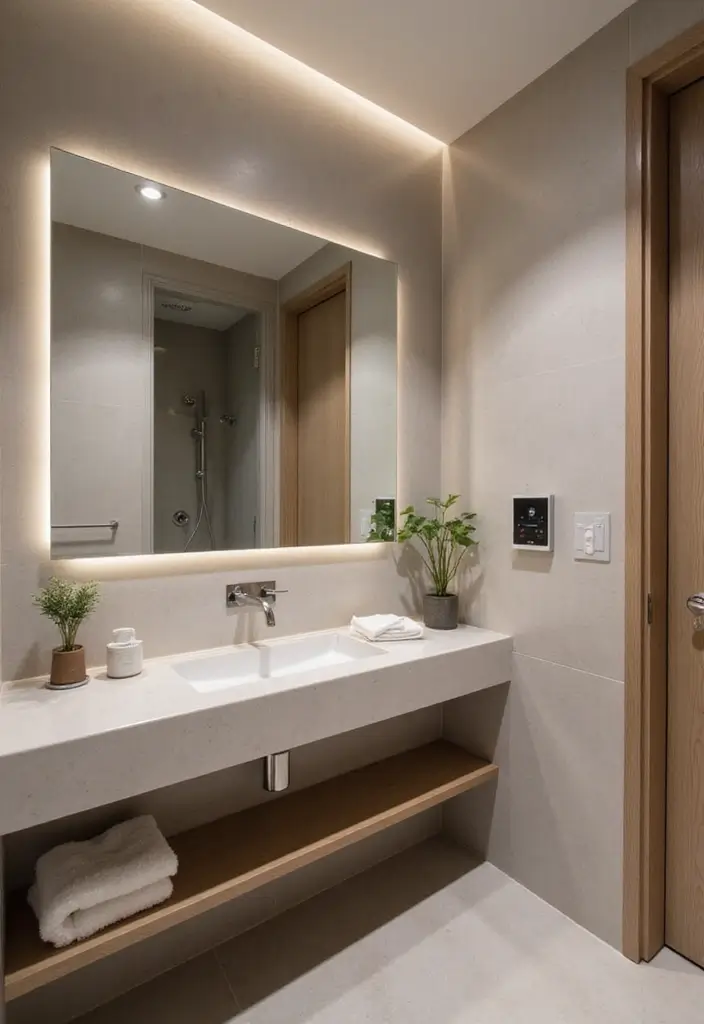 30+ Scandinavian Powder Room Ideas With Timeless Style 18 30+ Scandinavian Powder Room Ideas With Timeless Style - 18. Integrated Technology