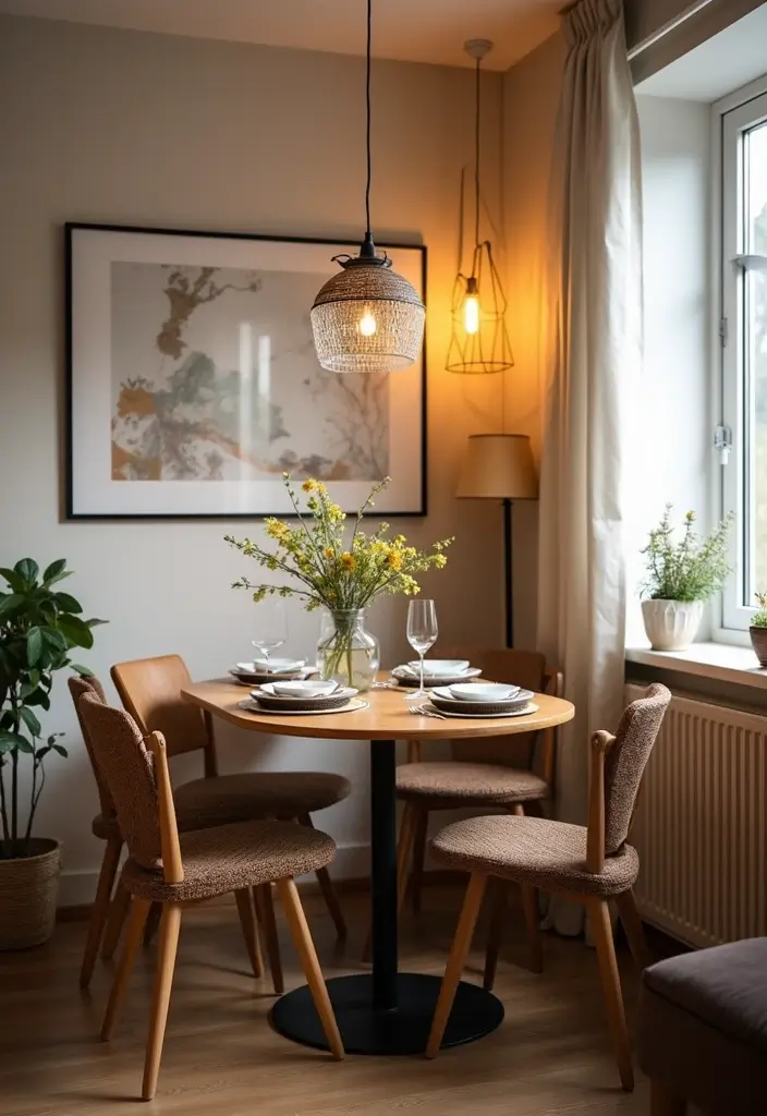 30+ Scandinavian Studio Apartment Designs for Urban Living 20 30+ Scandinavian Studio Apartment Designs for Urban Living - 20. Cozy Dining Areas