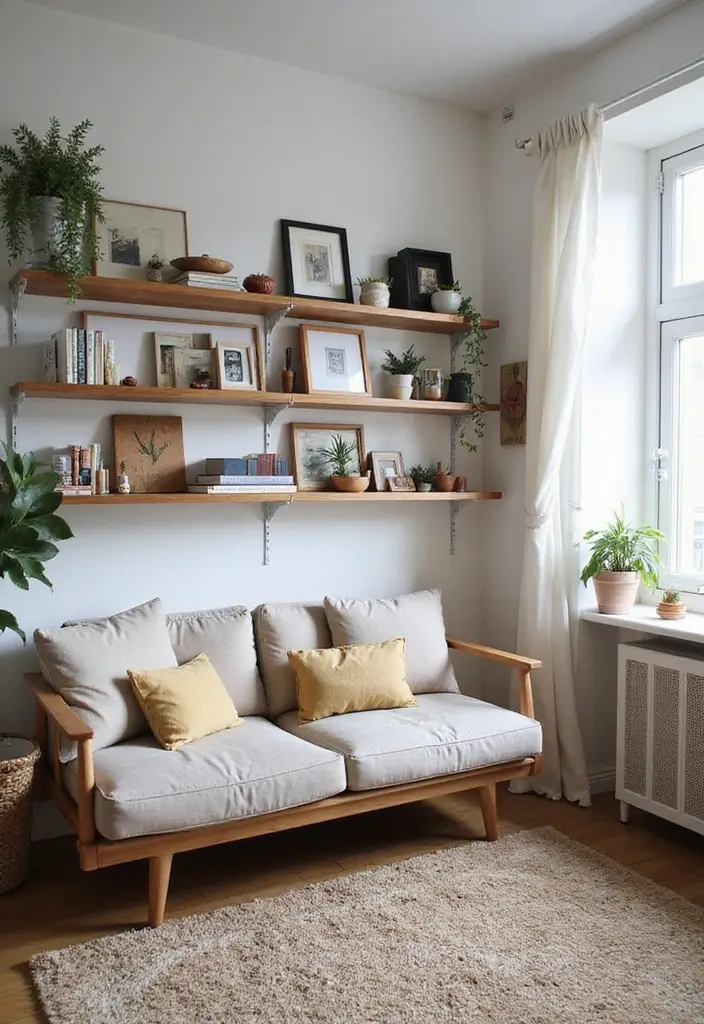 30+ Scandinavian Studio Apartment Designs for Urban Living 29 30+ Scandinavian Studio Apartment Designs for Urban Living - 29. Emphasizing Curated Collections