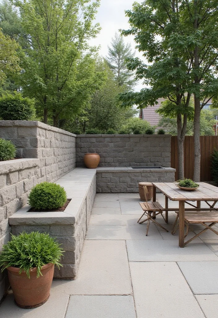 10 Backyard Block Wall Ideas for Clean Solid Structure - 8. Multi-Functional Block Walls