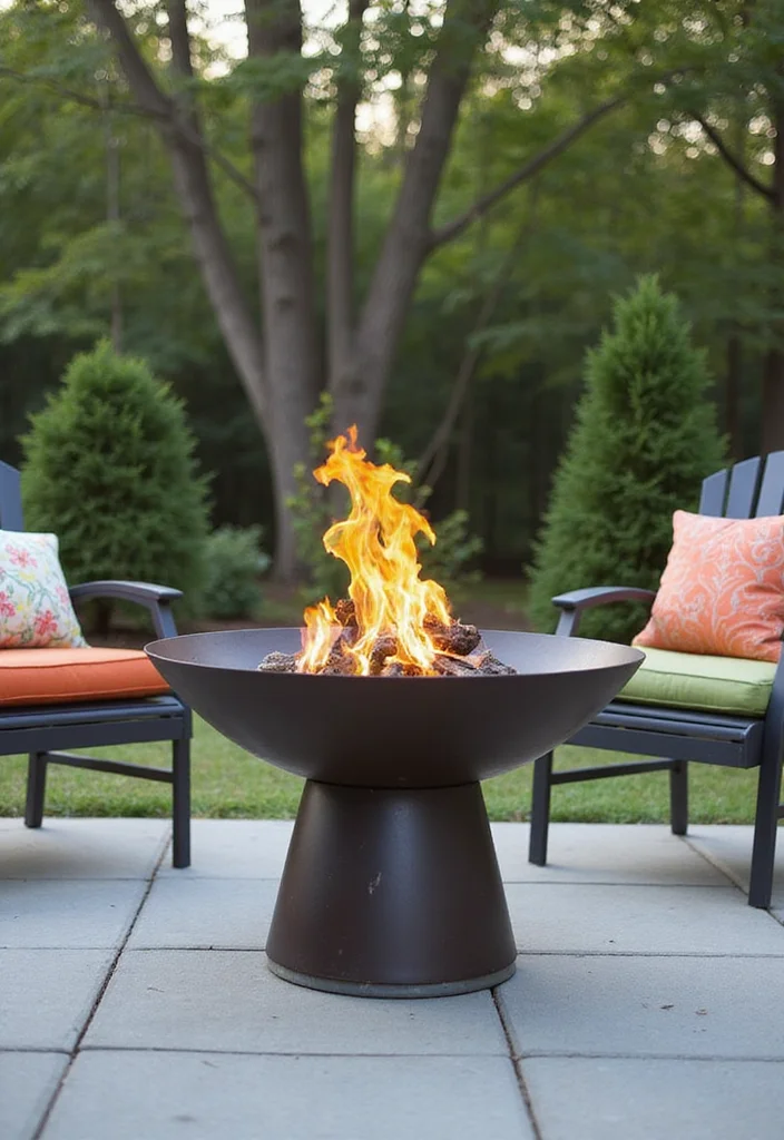10 Backyard Burn Pit Ideas for Safe Cozy Gatherings - 2. Modern Steel Fire Bowl
