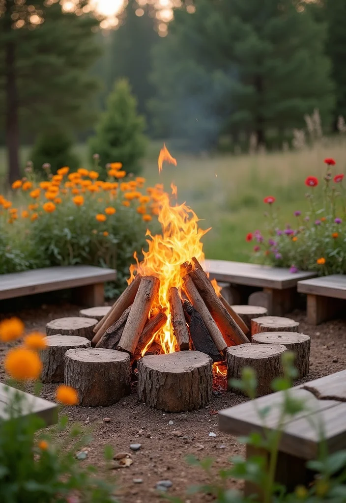 10 Backyard Burn Pit Ideas for Safe Cozy Gatherings - 6. Natural Wood Log Fire Pit