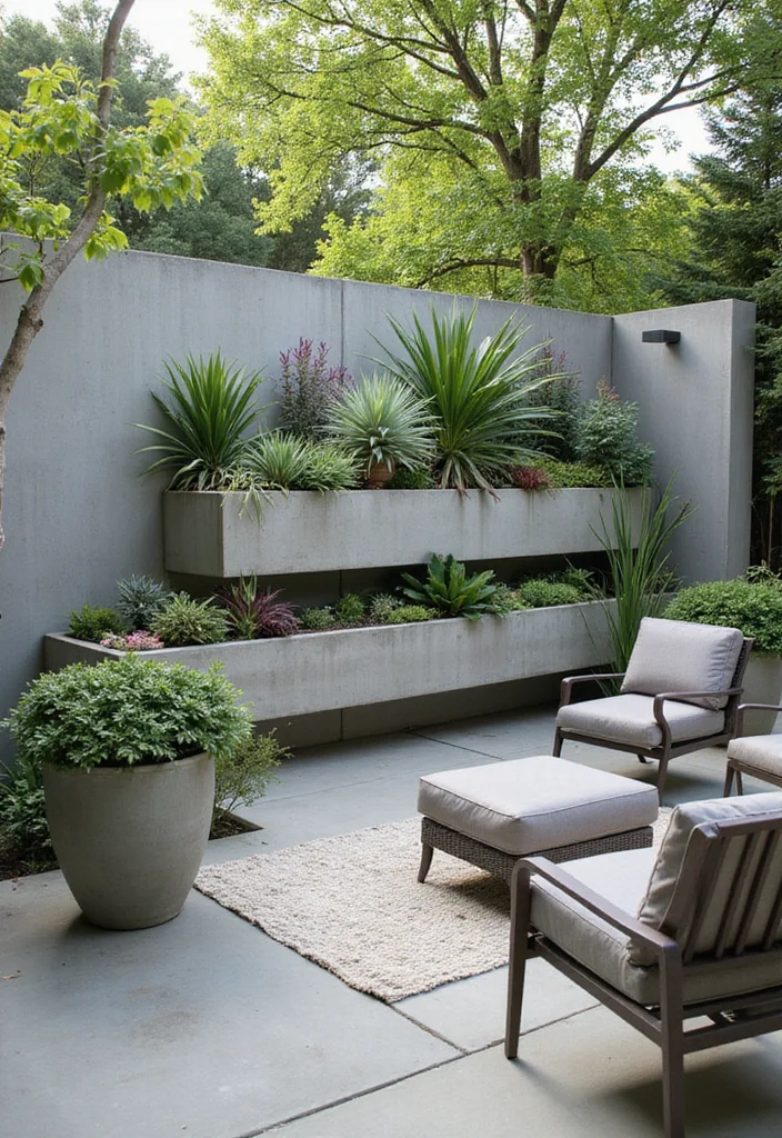 10 Backyard Concrete Wall Ideas for Modern Minimal Style - 2. Green Wall Integration