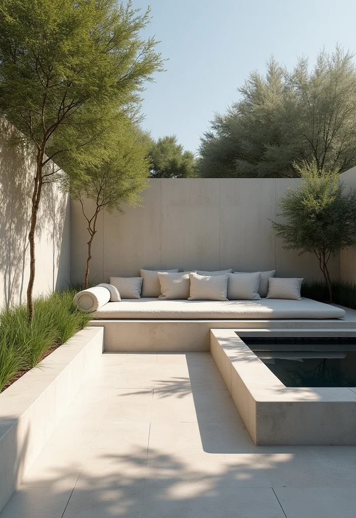 10 Backyard Concrete Wall Ideas for Modern Minimal Style - 4. Concrete Wall with Built-in Seating