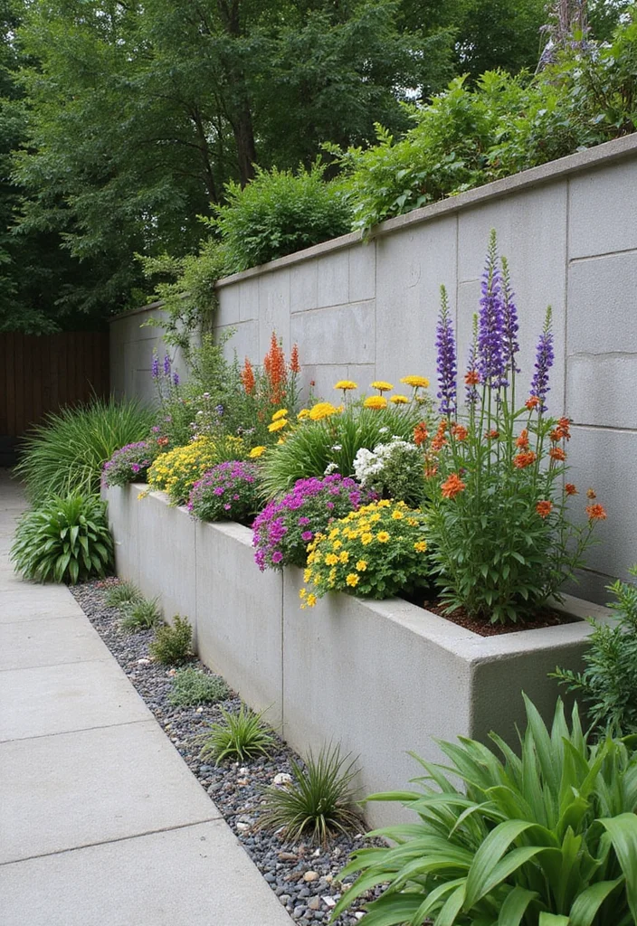 10 Backyard Concrete Wall Ideas for Modern Minimal Style - 5. Planter Walls