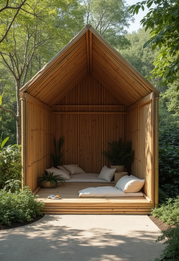 10 Backyard Hut Ideas for Relaxed Outdoor Retreats 23 10 Backyard Hut Ideas for Relaxed Outdoor Retreats - 3. The Minimalist Zen Hut