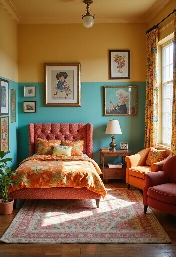 10 Bedroom Ideas Bloxburg for Trendy Creative Looks - 6. Retro Vibes