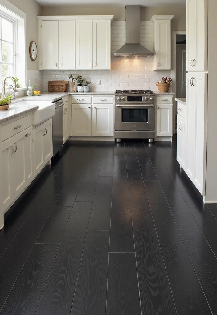 10 Black Floor Kitchen Ideas for Sleek Modern Contrast - 8. Black Laminate for Versatility on a Budget
