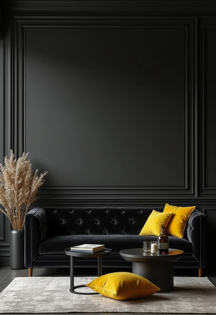 10 Black and Yellow Living Room Ideas for Vibrant Contrast 12 10 Black and Yellow Living Room Ideas for Vibrant Contrast - 2. Monochromatic Furniture