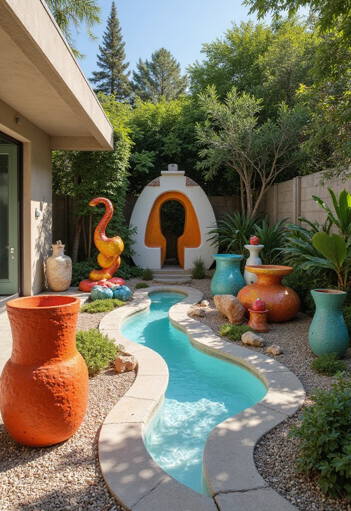 10 Chicago Backyard Ideas for Stylish Urban Outdoor Space - 7. Artistic Outdoor Art Installations