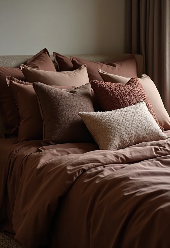 10 Chocolate Bedroom Ideas for Warm Cozy Depth - 2. Cozy Chocolate Bed Linens