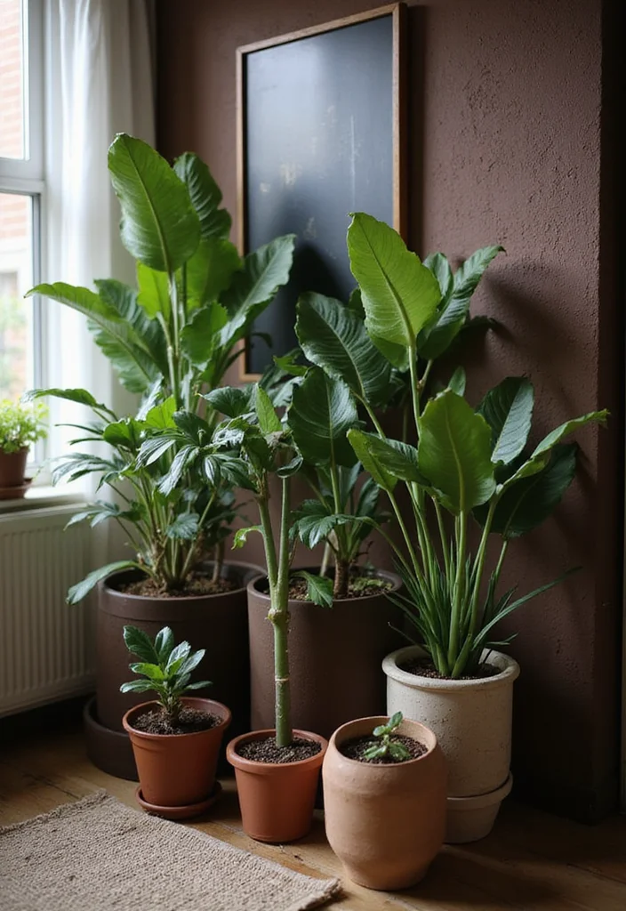 10 Chocolate Bedroom Ideas for Warm Cozy Depth - 8. Incorporating Nature with Brown Plants