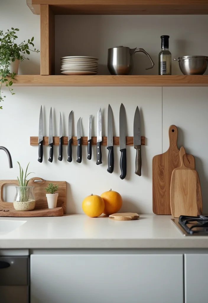 10 Kitchen Knife Storage Ideas for Safe Smart Organization - 1. Magnetic Knife Strips: Sleek and Modern