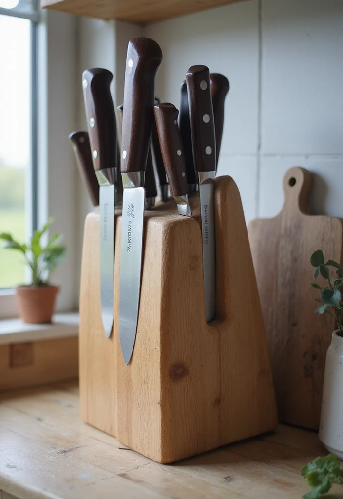 10 Kitchen Knife Storage Ideas for Safe Smart Organization - 3. Countertop Knife Holders: Both Decorative and Functional