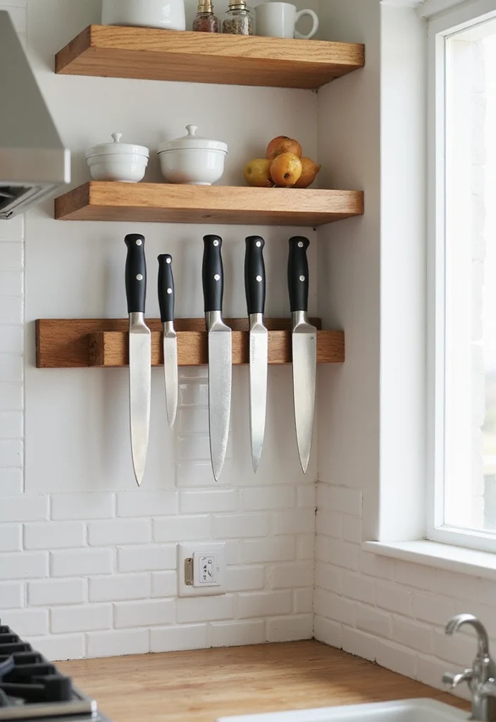 10 Kitchen Knife Storage Ideas for Safe Smart Organization - 4. Wall-Mounted Knife Racks: Utilize Vertical Space
