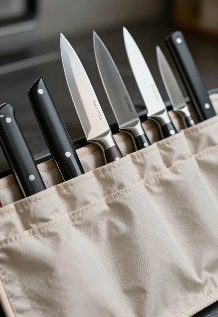10 Kitchen Knife Storage Ideas for Safe Smart Organization - 7. Knife Roll Bags: Portable and Practical