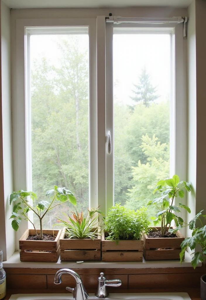 10 Kitchen Window Sill Ideas for Decor and Mini Storage - 8. Upcycled Vintage Crates
