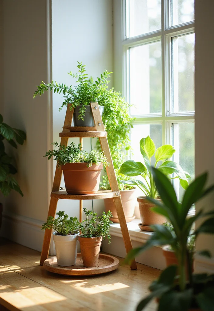 10 Kitchen Window Sill Ideas for Decor and Mini Storage - 9. Multi-Tier Plant Stands