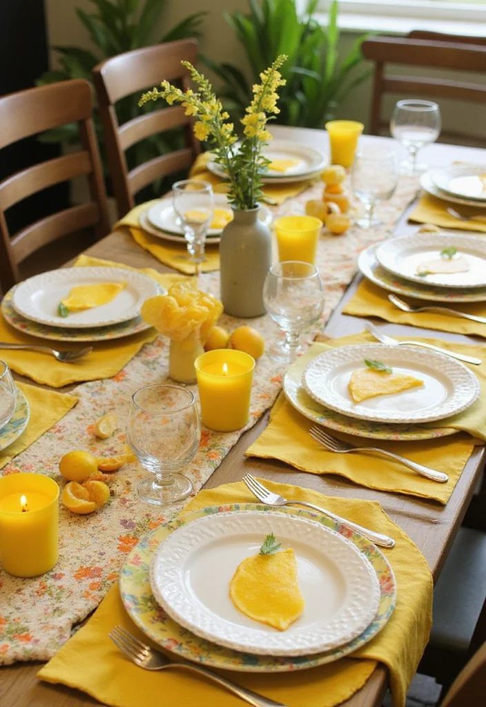 10 Lemon Kitchen Decor Ideas for Bright Fresh Energy - 6. Lemon-Themed Table Settings