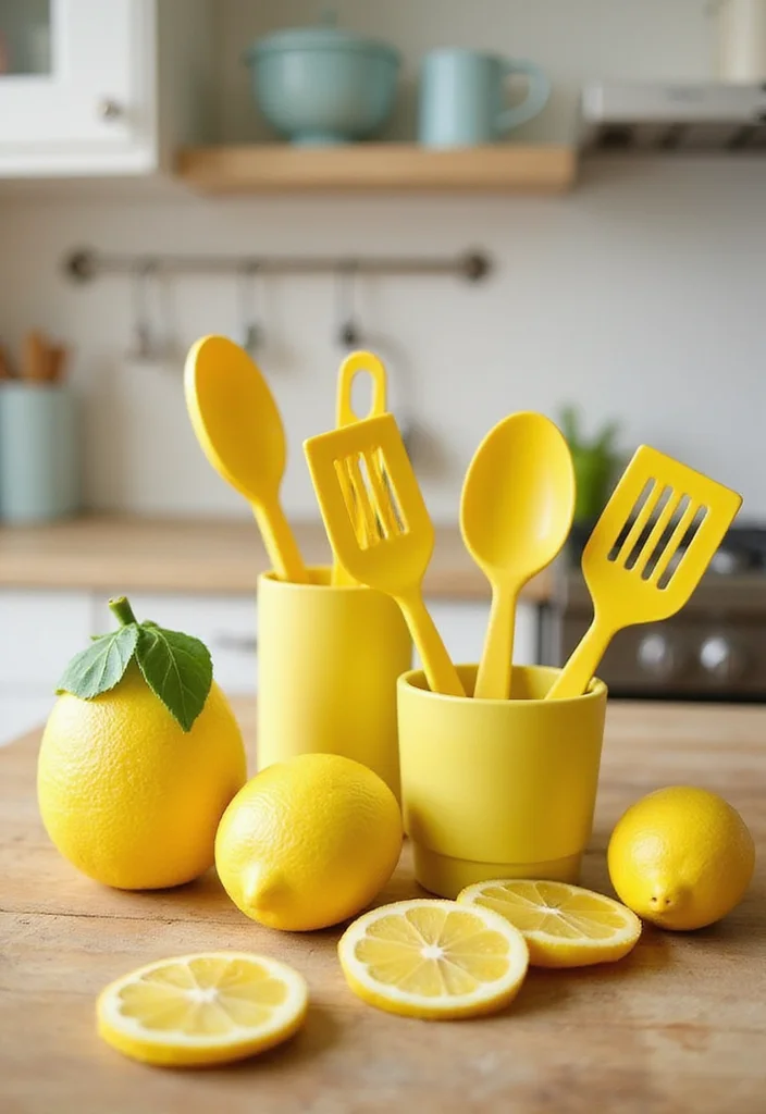 10 Lemon Kitchen Decor Ideas for Bright Fresh Energy - 8. Lemon-Themed Utensils